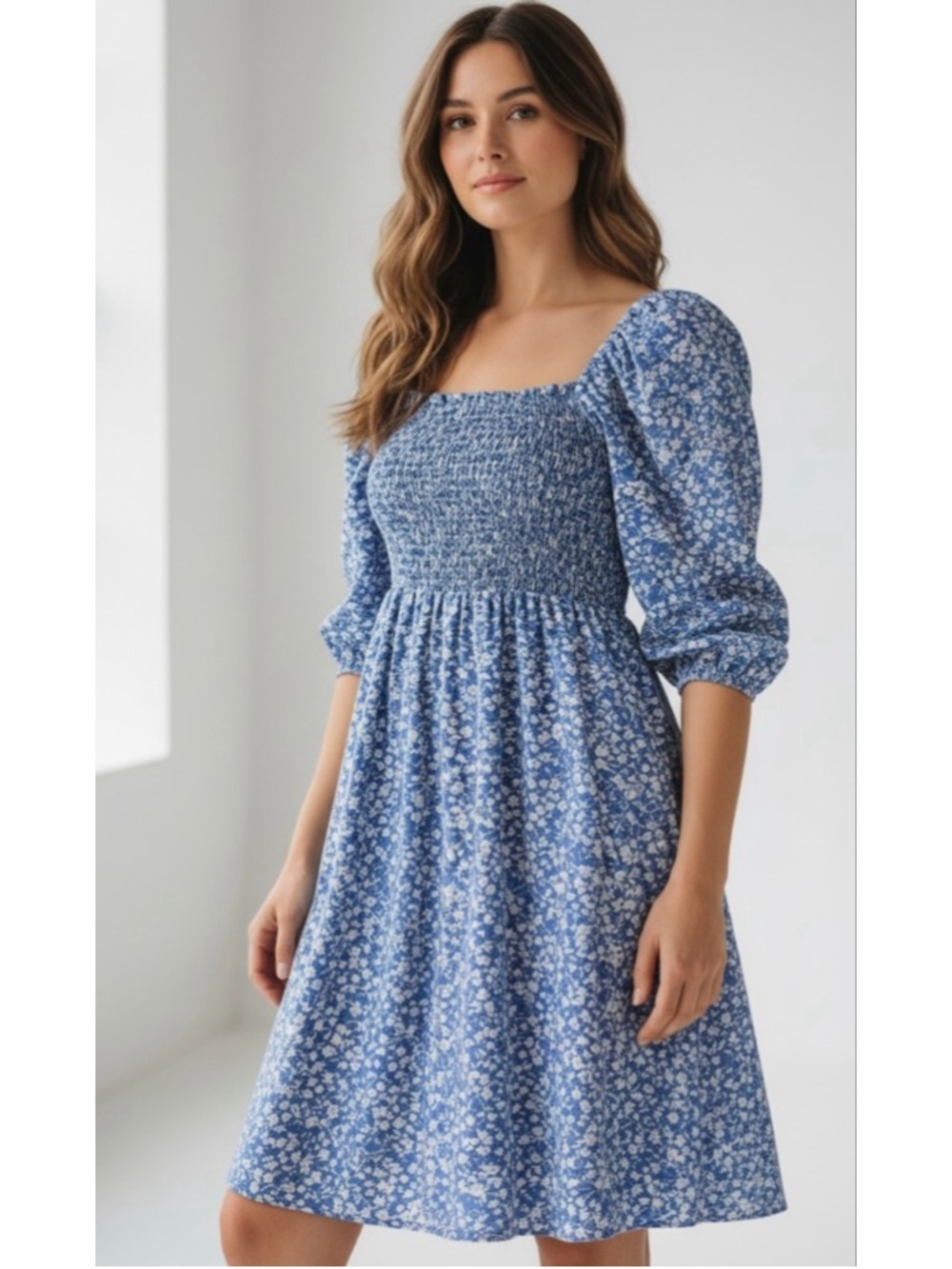 Tuckernuck Babydoll Dress Linen Blend Smocking Floral Coquette Size Small $168 - Picture 8 of 8
